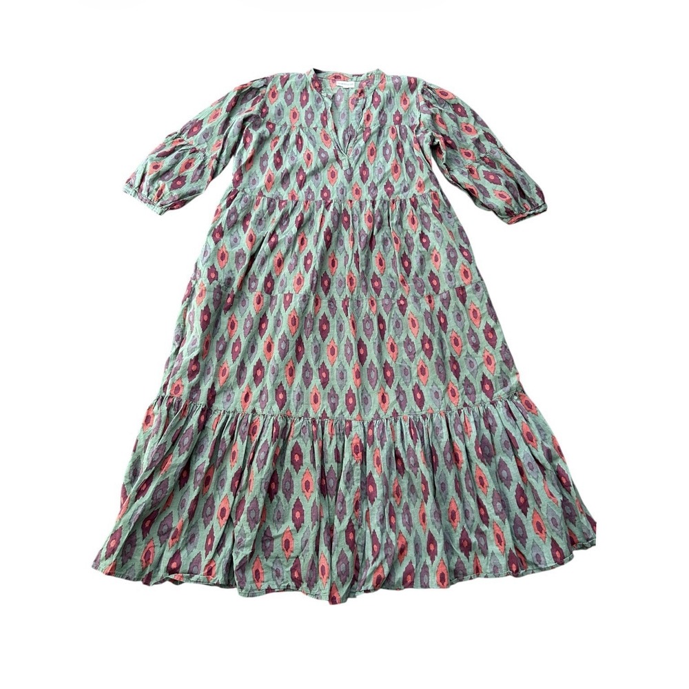Anthropologie Sun Dried Laundry Ikat Midi Dress Cotton Size M Boho - Picture 2 of 6
